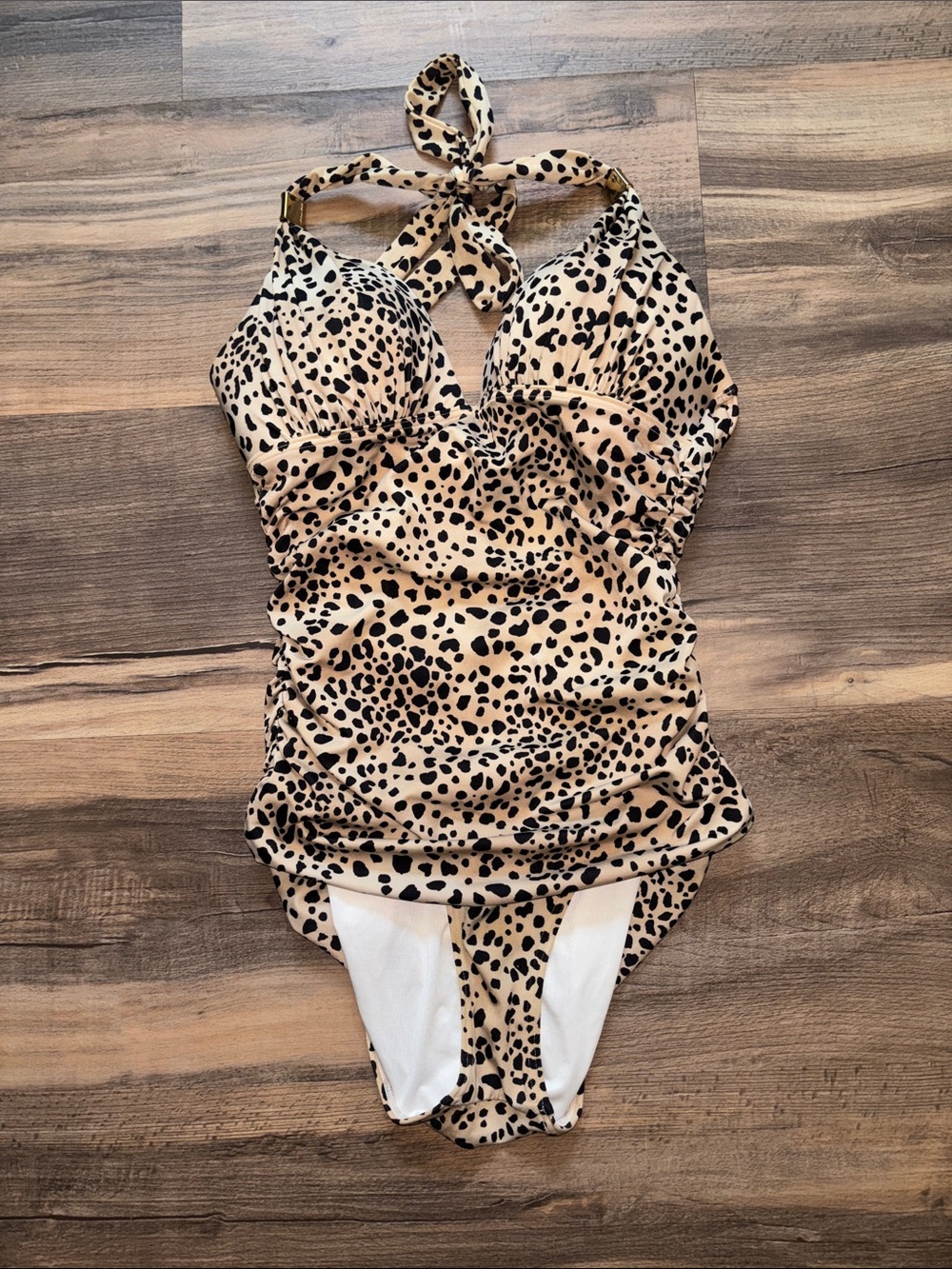 PINK Victoria's Secret Beige Leopard Print One-Piece Swimsuit